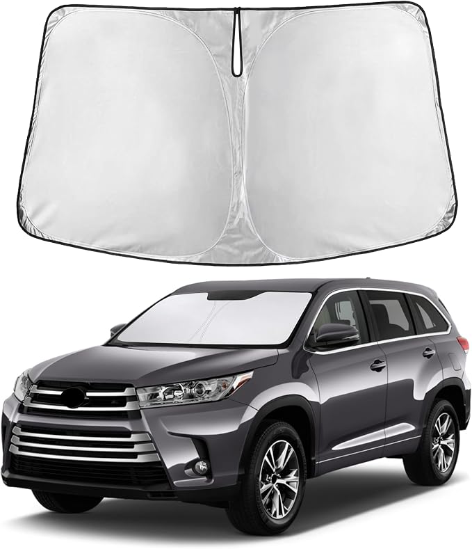 Windshield Sunshade Compatible for Toyota Highlander 2014-2017 2018 2019, Sun Visor for Front Windshield & Window Sun Shade Cover, UV Heat Blocker & Protector, Car Accessories