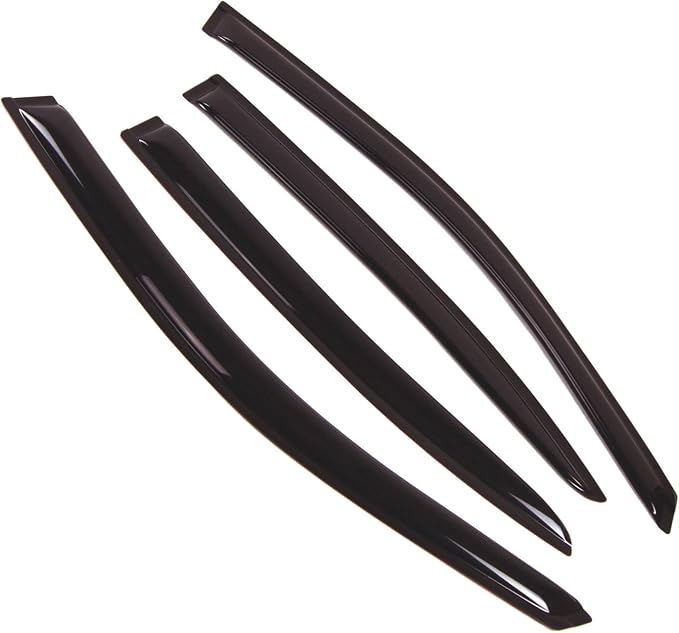 WD2-102 Dark Smoke 4 Pcs Set Window Visor (Outside Mount) Deflector Rain Guard Compatible with 2008-2014 Dodge Avenger