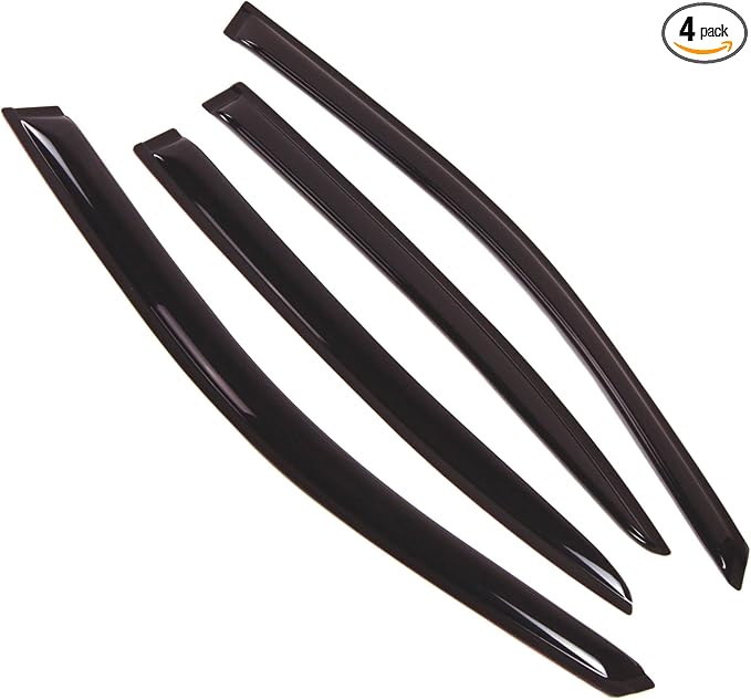 Outside Mount Window Vent Visors Rain Guards Compatible with Dodge Avenger 2008-2014 | Side Window Wind Deflectors Rain Shields | Smoke Tinted, 4 Pcs Set, DGWV-102