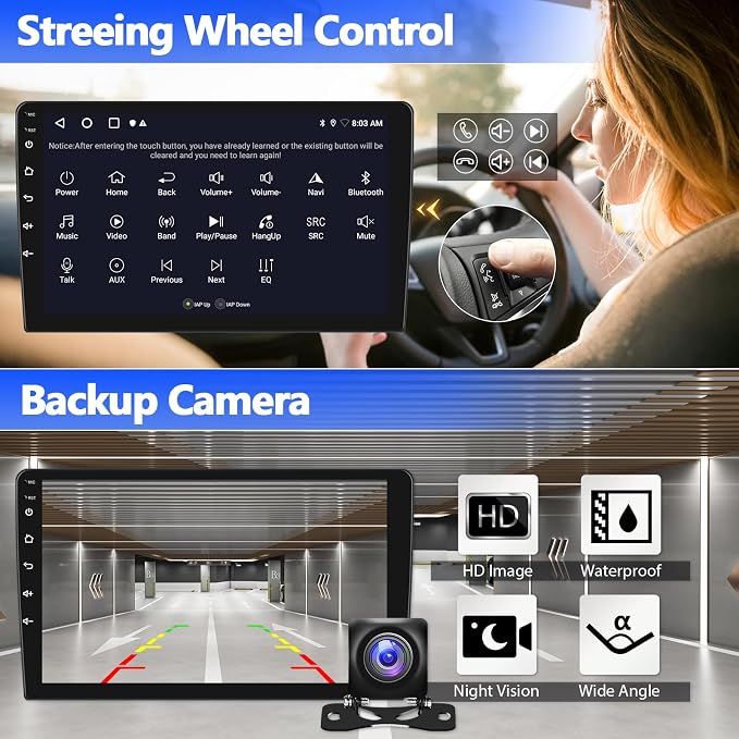 2G+64G Android Car Stereo for Honda Accord 8th 2008-2013 with Wireless Carplay Android Auto Mirror Link 10.1 inch Touchscreen Car Radio with GPS Navigation WiFi 26UI Bluetooth FM Backup Camera MIC