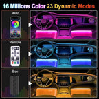 Car Interior Lights, 12V LED Strip Lights with Charger Adapter, Ambient Car Lighting Kit, App & Remote Control Music Sync Color Change Strip Lights for SUVs & Trucks, Car Accessories for Women Men