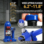 2 tons / 4000 lbs Lifting Automotive Welded Hydraulic Bottle Jackfor Sedans Repair, with Manual Handle & Carrying Storage Case, Blue