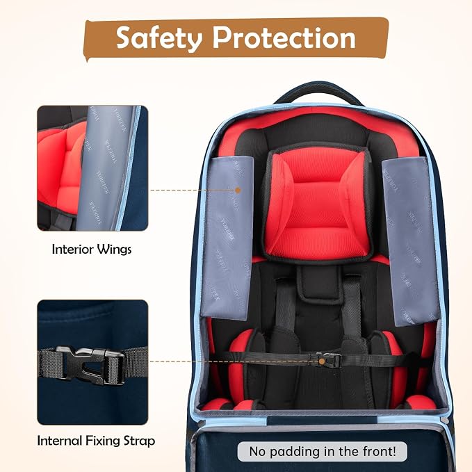 Padded Carseat Travel Bag, Car Seat Travel Cover Backpack with Shoulder Straps, Gate Check Car Seat Bag, Baby Airplane Travel Essentials
