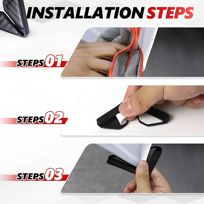 2PCS Car Door Corner Guards, Carbon Fiber Auto Front Door Edge Guards for Door Corner, Anti-Collision Car Door Corner Protector Sticker, Universal Car Accessories Decoration (Black)