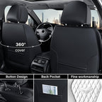 Coverado Seat Covers, Car Seat Covers Full Set, White Car Seat Cover, Auto Seat Covers Front Seats Rear Seat Cover, Luxury Car Seat Cushion,Leather Seat Cover Seat Protector Universal Fit Most Cars
