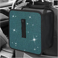 Car Foldable Trash Can, Bling Rhinestone Oxford Garbage Container Hanging Waterproof Organizer, Mini Crystal Dustbin Waste Basket Leakproof Trash Bin for Car Office Kitchen (Lake Blue)