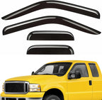 Extra Durable Window Deflectors Tape-On Visors Rain Guards Fit for Ford F250/350 Super Duty 1999-2016 SuperCab, Sun Visors, Wind Vent for Shades, Exterior Car Accessories - 4pcs. AG0057