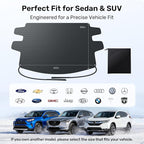 Upgrade Windshield Cover for Ice & Snow [Fast Install & Removal] 600D Oxford Fabric Against Magnetic Fit Snow, Ice, Frost, Winter Accessories - Fit for Sedan,Small to Mid-Size SUVs - (69' x48'')