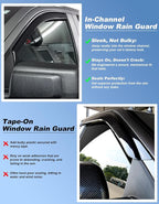 in-Channel Window Rain Guards Fit for Toyota Tundra CrewMax 2007-2021 Rain Guard Extra Durable Truck Window Deflectors Side Window Vent Visors Vent Shades Exterior Car Accessories-4pcs