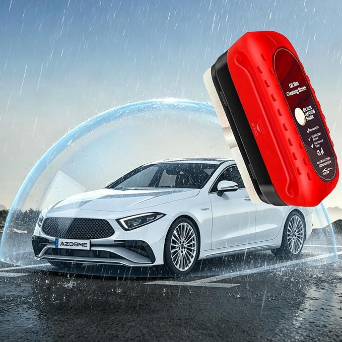 Automotive Oil Film Cleaning Brush for Glass Windshield & Windows – Upgrade 2.0 Kit with Cleaner & Refill, Anti-Rain & Anti-Fog Coating, Windshield Cleaner Tool for Clarity and Safer Driving (Red)
