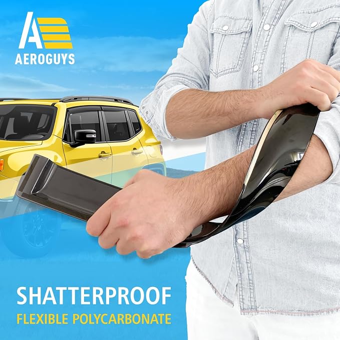 Extra Durable Window Deflectors Tape-On Window Visors Rain Guards Fit for Jeep Renegade 2015-2023, Sun Visors, Wind Vent for Shades, Exterior Car Accessories - 4 pcs. AG0858