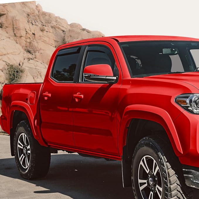Voron Glass in-Channel Extra Durable Rain Guards for Toyota Tacoma 2016-2023 Double Cab, Window Deflectors, Vent Window Visors, 4 Pieces - 200839