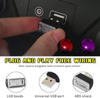 4 PCS USB LED Car Interior Atmosphere Lamp, Plug-in USB Decor Night Light, Portable Auto Ambient Lighting Kit, Universal Vehicle Interior Accessories for Most Cars (2 Red+2 Purple)
