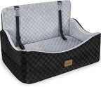 Dog Car Seat for Medium/Large Dogs - Reversible Dual-Sided Travel Dog Car Bed with Memory Foam, Washable Pet Booster Seat for Do gs up to 55 lbs or 2 Small Dogs, 2 Safety Leashes, Grey