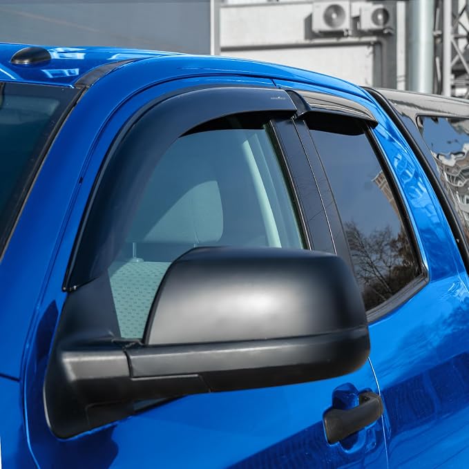 Goodyear Shatterproof Window Deflectors for Toyota Tundra 2007-2021 Double Cab, Tape-on Rain Guards, Window Visors, Vent Deflector Visor, Car Accessories, 4 pcs. - GY008930
