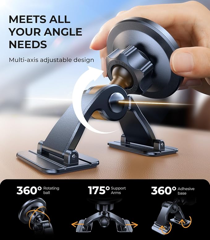2025 Upgrade for MagSafe Car Mount [Strongest Dashboard Adhesive & 25N Magnetic] Cell Phone Holders for Your Car, 360° Adjustable Phone Holder Mount for All Smartphones & Vehicles