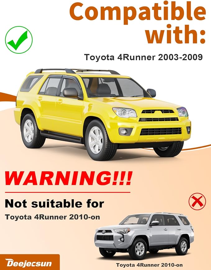 Low Profile Window Rain Guards Fit for 2003-2009 Toyota 4Runner Rain Guard Window Deflectors Extra-Thick Side Window Visors Vent Shades Tape-on Vent Visors Car Accessories