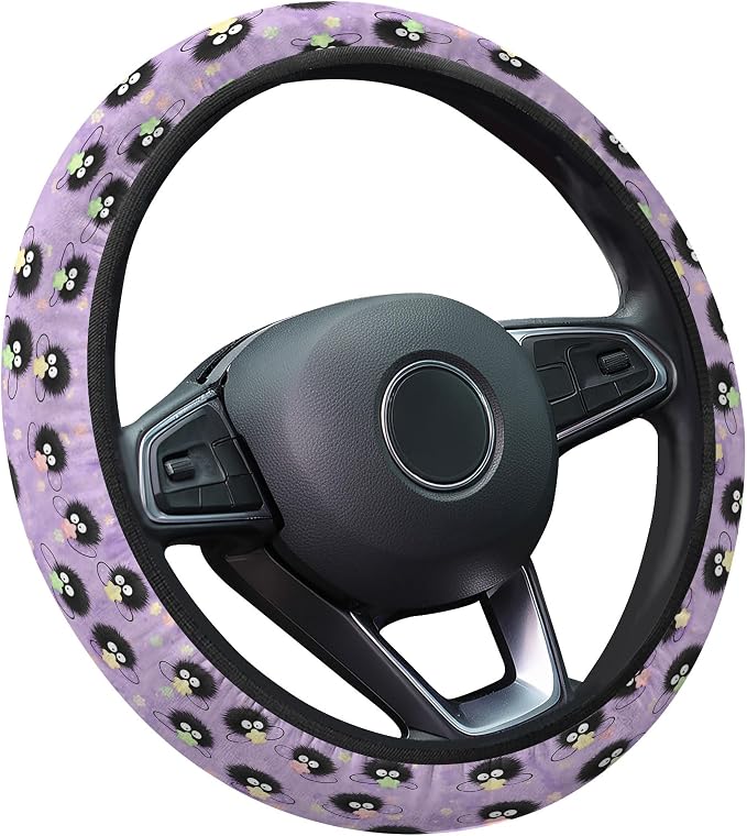 Purple Star Sprite Steering Wheel Cover, Polyester Non-Slip Car Wheel Grip, Universal 15 Inch Auto Accessory