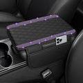 Bling Car Center Console Cover, Leather Car Arm Rest Cover Cushion with 2 Storage Bags, Universal Auto Armrest Protector Storage Box, Bling Accessories Interior for Most Vehicles (Purple)
