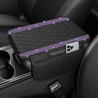 Bling Car Center Console Cover, Leather Car Arm Rest Cover Cushion with 2 Storage Bags, Universal Auto Armrest Protector Storage Box, Bling Accessories Interior for Most Vehicles (Purple)