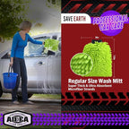 AIDEA Car Wash Mitt Microfiber, 2PK, Car Wash Brush, 8' X12'' | Scratch Free Lint-Free, Premium Chenille Microfiber Mitt, Extra Large Size, Green & Blue