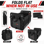 PAT SAM'S Car Trunk Organizer for SUV, Waterproof Collapsible Storage with Removable Dividers, Anti-Slip Bottom, Tie-Down Straps & Anchor Rings, Foldable Trunk Organizer for Grocery Tools Travel
