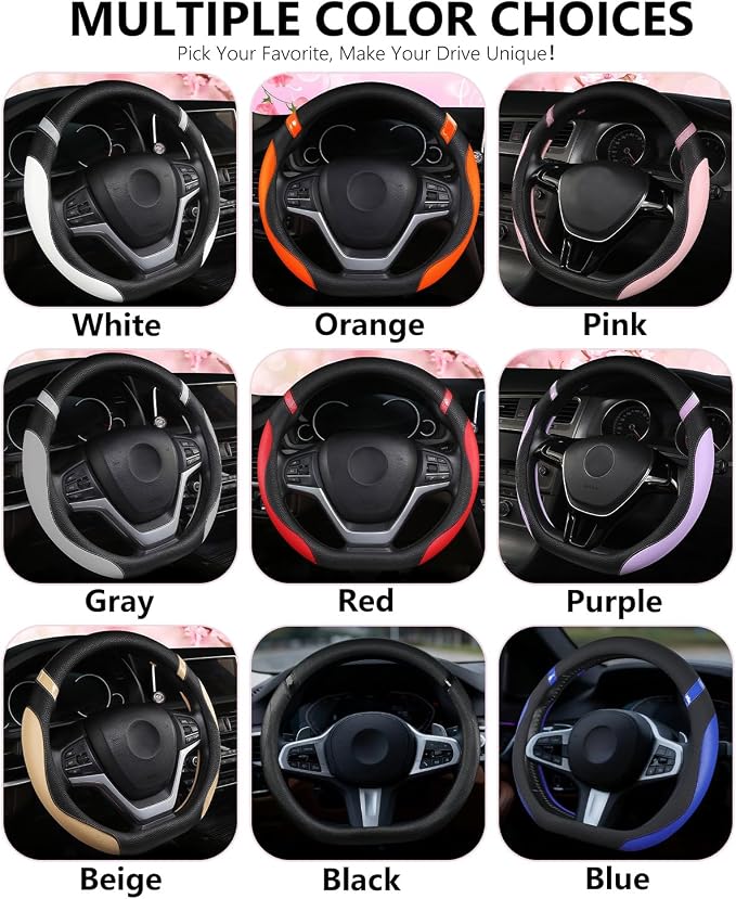 D-Shaped Flat Bottom Steering Wheel Cover for Women Girl - Stylish Car Accessory (Red)