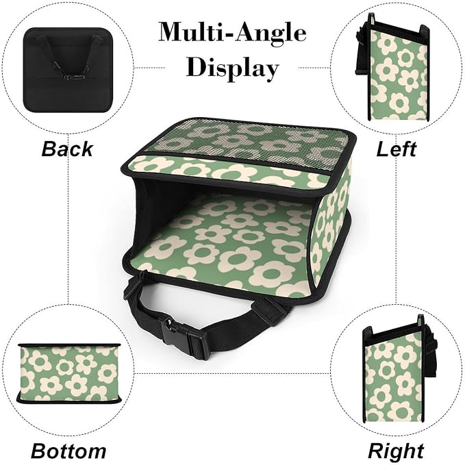 Car Backseat Organizer - Cute Aesthetic Car Storage Bin with Mesh Pocket & Reinforced Base - Universal Fit Hanging Seat Back Accessories for Women (Green)