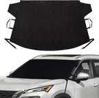Windshield Cover for Ice and Snow - Snow Cover for Car, Truck and SUV Made of All-Weather 600D Polyester with 6 Anchor Points Ends Ice Scraping and Protects Window Glass from Scratches (79” x 45”)