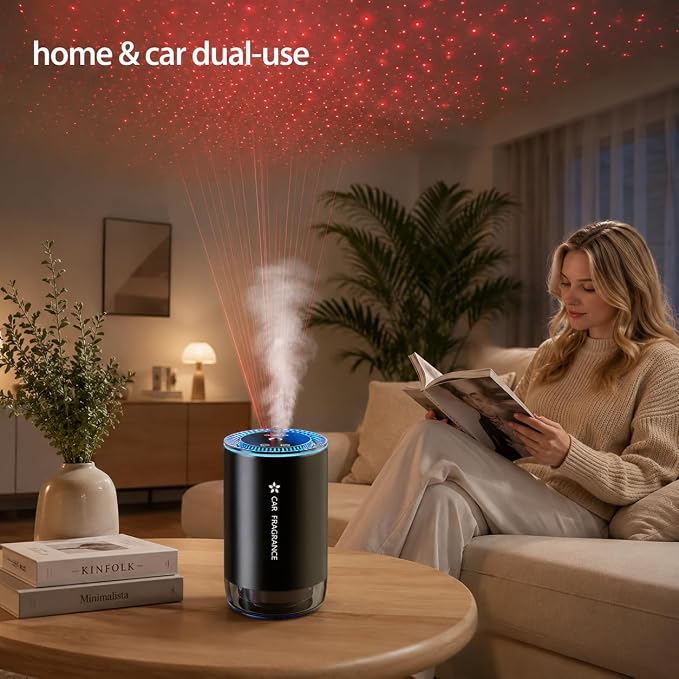 Portable Waterless Essential Oil Diffuser for Car Home, 50ml Nano Scent Nebulizer with 3 Adjustable Mist Levels, Rechargeable Plant-Based Fragrance Diffuser for Office Travel (Ocean)