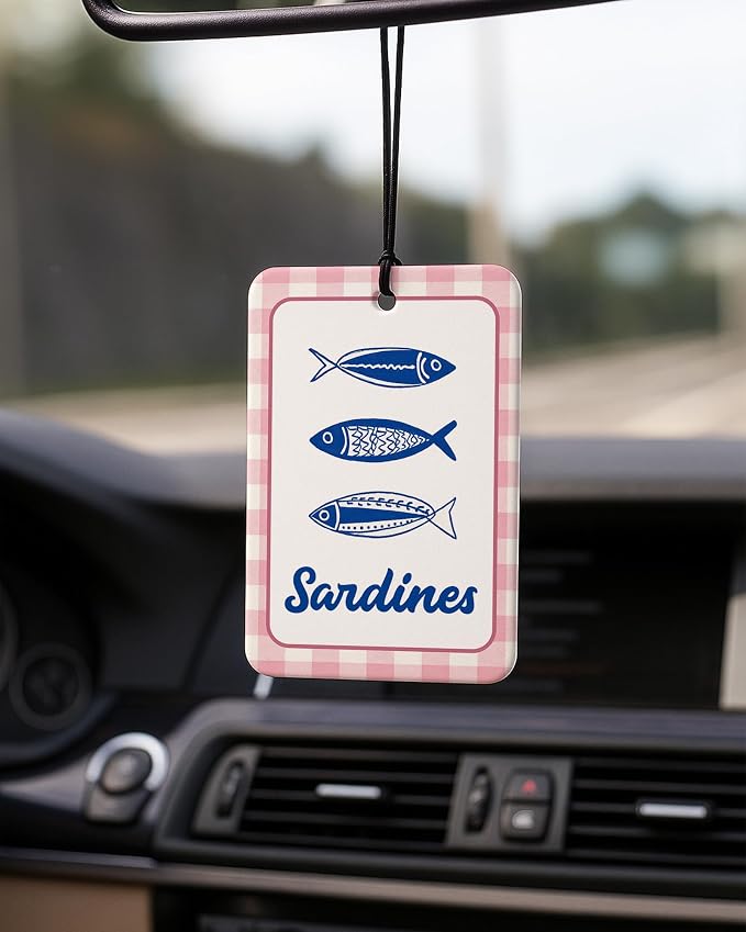 Coastal Beach Car Air Freshener 4 Pcs Coconut Scented, Summer Lemon Lobster Sardine Martini Car Accessories Mirror Decor for Women, Beachy Hanging Air Freshener for Cars Closet Drawer Books