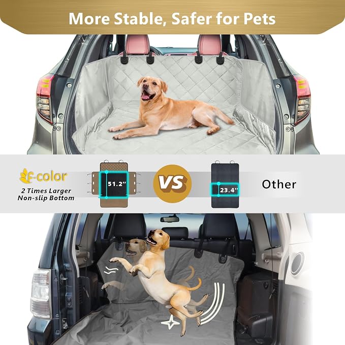 SUV Cargo Liner for Dogs with Side Flaps, Large (54" x 93") Water Resistant Trunk Cover, Non-Slip Pet Area Protector with Bumper Flap, Universal Fit for SUVs Sedans Vans, Gray
