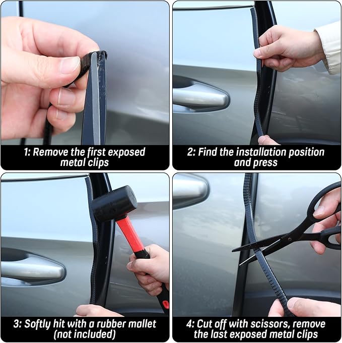 65Ft(20M) Door Edge Guard Black Car Door Edge Protector, PVC U Shape Trim with Metal Sheet No Adhesive Needed Easy to Install Universal Fit for Most Vehicles