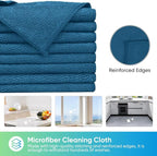 Navy Blue Microfiber Cleaning Cloth, 24 Pack Cleaning Towels for Kitchen, Lint Free, Scratch-Free, Highly Absorbent, and Reusable Cleaning Rags for House, Window, Cars, 11.5 X11.5 inch