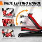 3 Ton Low Profile Floor Jack, Heavy Duty Steel Hydraulic Car Jack with Dual Pistons Quick Lift Pump, Hydraulic Racing Floor Jack, Lifting Range 3" to 20", Black/Red