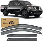 Out-Channel Rain Guards for Nissan Frontier Crew Cab 2005-2021, Window Deflectors Window Visor for All Weather, Ventilation & Driving Comfort, Smoke Tinted, 4PCS