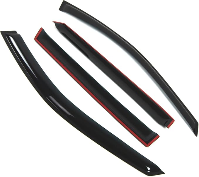 WD2-256 Dark Smoke 4 Pcs Set Window Visor (Outside Mount) Deflector Rain Guard Compatible with 2001-2006 Hyundai Santa Fe