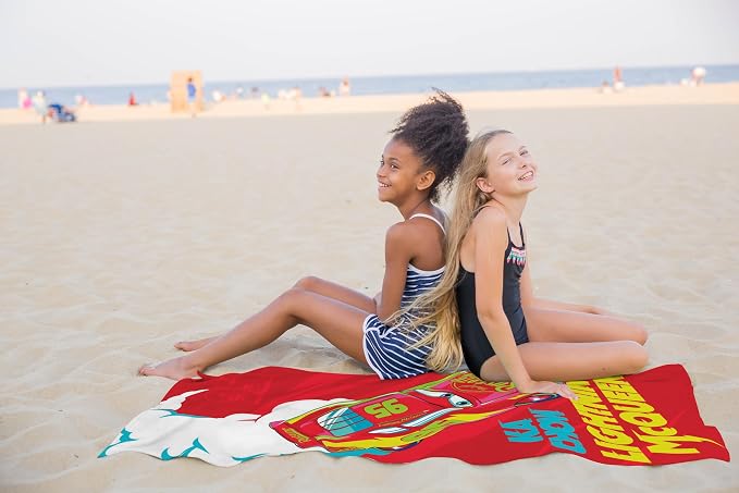 Children Beach Towel - 100% Cotton Super Soft Absorbent Bath Towel, 28" x 58" Inch Lightweight for Travel, Official Licensed Product, Red - Cars