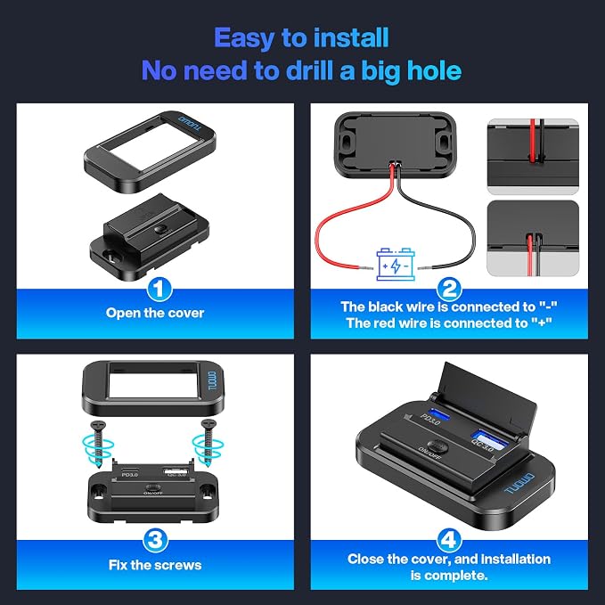 USB Outlet Panel 2-Pack - 54W Fast Charging Type-C PD 36W + USB-A QC 3.0 18W 12V/24V Surface Mount for RV Marine Truck Bus Golf Cart
