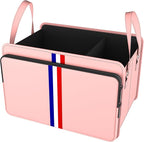 Trunk Organizer for Car, Waterproof Collapsible 3 Compartments Car Organizer, Foldable Storage for Car Accessories, Tools, Sundries for Women Men, Tote Bag (Pink, Standard)