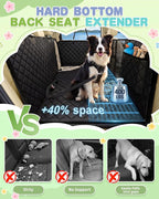 Back Seat Extender for Dogs, Dog Car Seat Cover with Detachable Hard Bottom Holds 440 LB, 600D Heavy Dog Seat Cover with Seatbelt, 100% Waterproof Backseat Extender for Sedan SUV Truck