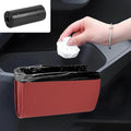 Car Trash Can, Leather Waterproof Automotive Garbage Can with Trash Bag, Hanging Mini Vehicle Trash Bin, Small Auto Door Organizer Storage Pouch, Universal Car Accessories (Wine Red)