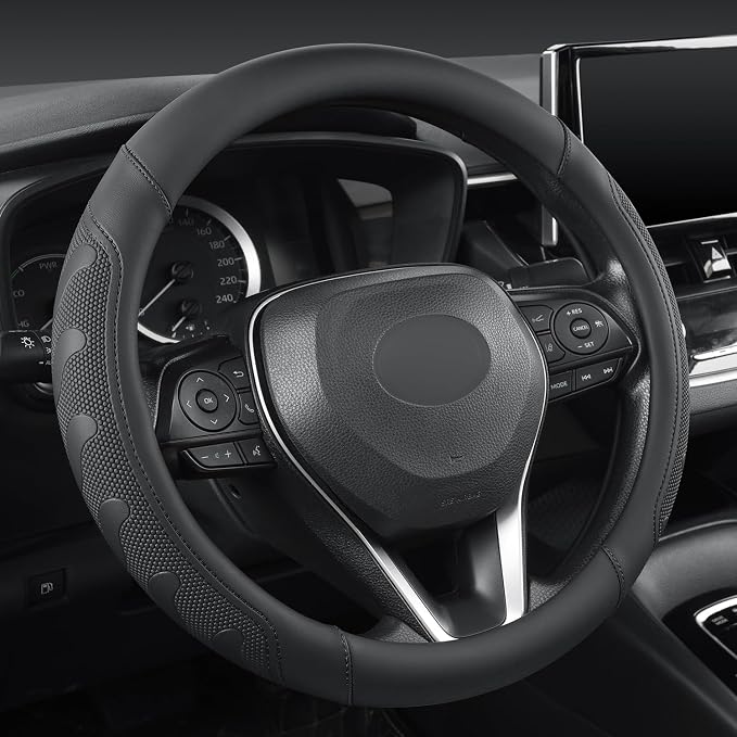 Car Steering Wheel Cover for Toyota RAV4,Camry,Highlander,Corolla,Prius,Tacoma,Standard Size - Black
