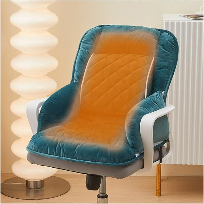 USB Heated Seat Pad Cushion for Office Chair | 3 Heat Levels, Time Setting | Large Heating Area Heated Seat Pad Cover with Lumbar support for Home & Office, Wheelchair(Dark Green)