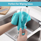 Microfiber Cleaning Cloth, 24 Pack Cleaning Rags, Cleaning Towels with 4 Color Assorted, 11.5"X11.5"(Green/Blue/Yellow/Pink)
