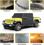 Gladiator Cab Cover for Jeep Gladiator JT 2020-2024 4 Door 600D Oxford Gladiator Cover with 6 Gust Hooks Half Cover Protect from Sunshine, UV, Snow, Rain, Wind, Scratch Resistant Black