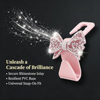 2PCS Bling Bow Car Seat Headrest Hooks, S Type Crystal Rhinestone Bowknot Auto Seat Back Storage Hooks, Diamond Cute Bow Vehicle Storage Organizer, Universal for Purses Bags Groceries(Pink)