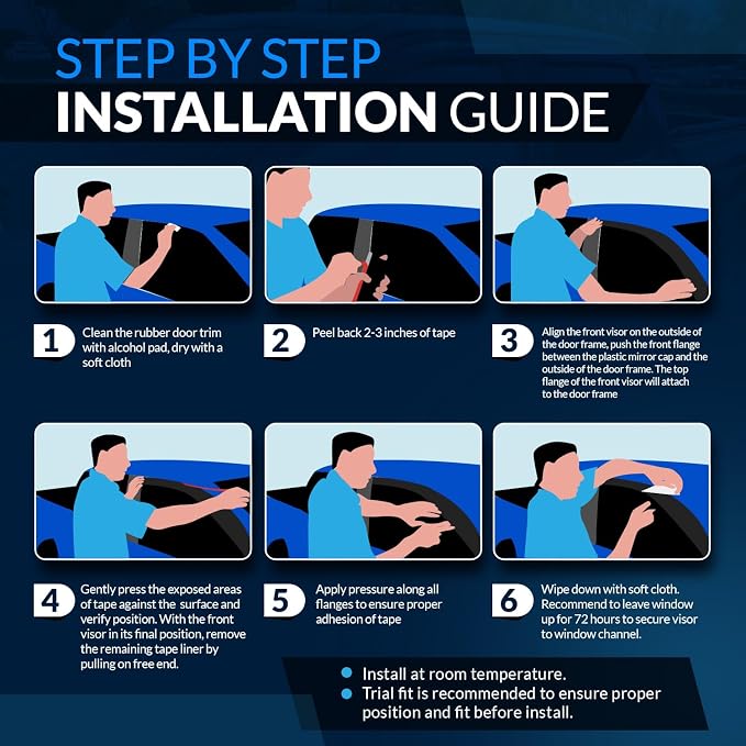 WV-097 Outside Mount Window Visor Deflector Rain Guard Dark Smoke 4-pc Set, Compatible with 2001-2006 Dodge Stratus