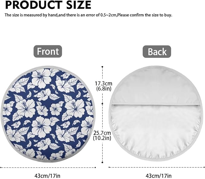 Blue Hibiscus Flowers Steering Wheel Cover Sun Shade Universal 17 inch Insulation Steering Wheel Cover for Cars SUV Trucks Cute Car Steering Wheel Accessories for Women