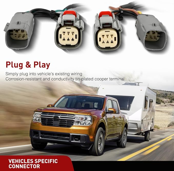 4 Pin Trailer Wiring Harness Kit 56477 Vehicle Standard 4 Way Connector Custom for 2022 2023 2024 2025 Ford Maverick Simple Fit Tow Hitch Harness